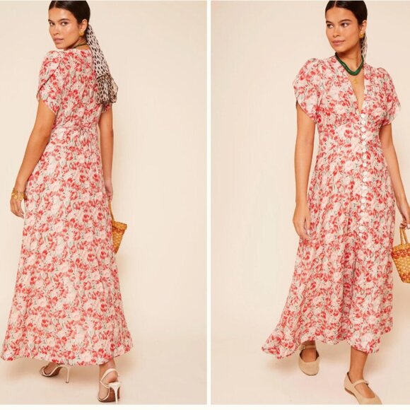 RIXO Novara Dress in Tulip Fields Red - Picture 1 of 6